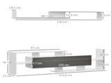 TV Cabinet with Wall Shelf for Wall-Mounted 65" TVs or Standing 40" TVs - White and Grey T3398P342479
