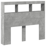 Headboard Cabinet with LED Concrete Grey 120x17x102 cm 839192
