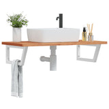 Basin Shelf Wall Mounted Steel and Solid Wood Beech 3302442