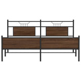 Metal Bed Frame without Mattress Brown Oak 160x200 cm 3325135