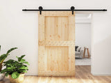 Sliding Door Natural and Black 90 x 210 cm Solid Pine Wood 3445161