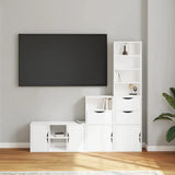 4 Piece TV Units with Storage ODDA White Solid Wood Pine 3365373