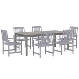 7 Piece Garden Dining Set Solid Wood Acacia Grey 3098682