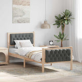 Bed Frame with Headboard Dark Grey 75 x 190 cm Solid Pine Wood 878440