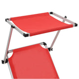 Sun Lounger Red Aluminium Standard Collapsible 312459