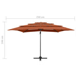 4-Tier Garden Parasol with Aluminium Pole Terracotta 250x250 cm 313825