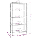 5-Layer Heavy-duty Shelves 2 pcs Grey Steel&Engineered Wood 3154204