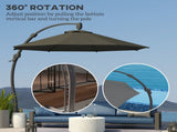 3 Garden Cantilever Parasol, Round Overhanging Umbrella with Crank Handle, Cross Base, Aluminium T3398P327921