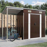 Garden Shed with Extended Roof Brown 277x107x181 cm Steel 364527