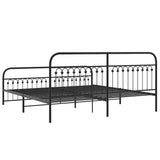 Metal Bed Frame without Mattress with Footboard Black 193x203cm 376624