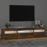 TV Cabinet with LED Lights Smoked Oak 195x35x40 cm 3152743