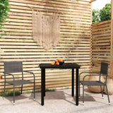 Garden Dining Set Table Black, Chair Grey PE Rattan, Steel, Glass 3099583