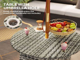 Wicker Garden Rattan Table, Patio Furniture Outdoor Coffee Table with Umbrella Hole and Tempered T3398P317654