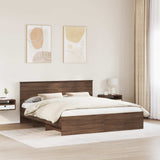 Bed Frame with Headboard Brown Oak 200 x 200 cm Engineered Wood 3408822