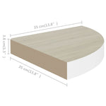 Wall Corner Shelves 4 pcs Oak and White 35x35x3.8 cm MDF 326641