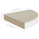 Wall Corner Shelves 4 pcs Oak and White 35x35x3.8 cm MDF 326641
