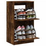 Shoe Cabinet with 2 Flip-Drawers Smoked Oak 60x42x108 cm 3214389