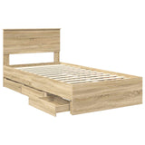 Bed Frame with Drawer Sonoma Oak 100 x 200 cm Engineer Wood 3410737