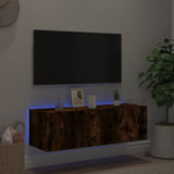 TV Wall Cabinet with LED Lights Smoked Oak 100x35x31 cm 837299