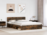 Bed Frame Smoked Oak 150 x 200 cm Solid Pine Wood 3412064