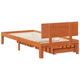 Bed Frame with Headboard 3 pcs Wax Brown Solid Pine Wood 3422745