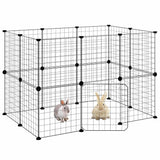 20-Panel Pet Cage with Door Black 35x35 cm Steel 3114037