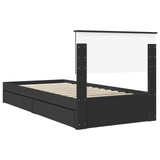 Storage Bed with Headboard Black 90 x 190 cm Engineered Wood 3410841