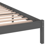 ZNTS Bed Frame without Mattress Solid Wood Pine 200x200cm Grey 810452