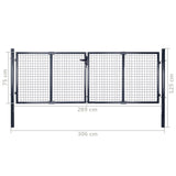 ZNTS Mesh Garden Gate Galvanised Steel 289x75 cm Grey 143362