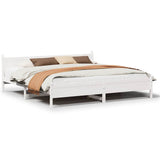 Bed Frame without Mattress White 200x200 cm Solid Wood Pine 3309723