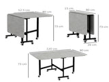 Mobile Drop Leaf Table, Folding Dining Table with 6 Wheels & Brakes, Kitchen Table for Small Spaces, T3398P342434