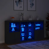 Sideboard with LED Lights Black 202x37x100 cm 3209185