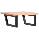 Basin Shelf Wall Mounted Steel and Solid Wood Beech 3302419