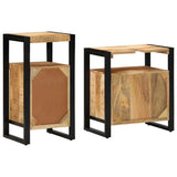 Bathroom Furniture Set 2 pcs Brown Soild Rough Mango Wood 3305602