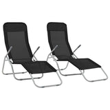 Folding Sun Loungers 2 pcs Textilene Black 44338