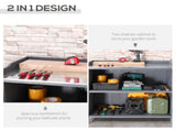 Garden Storage Cabinet, Outdoor Tool Shed, Potting Bench Table with Galvanized Top and Two Shelves T3398P377603