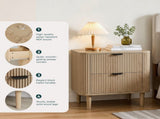 Farmhouse style bedside table with two storage drawers, practical modern style bedside table, W6296P540572
