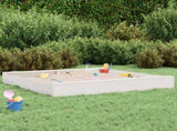 Sandbox with Seats White Square Solid Wood Pine 825038