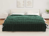 Anti-Slip Faux Rabbit Fur Blanket Olite 4 pcs Dark Green 42021824