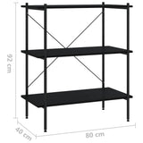 3-Tier Shelving Unit Black 80x40x92 cm 336339