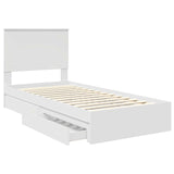 Storage Bed with Headboard White 90 x 190 cm Engineered Wood 3411250