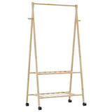 Clothes Rack with Shelves and Wheels 96x45.5x155.5 cm Bamboo 4008907