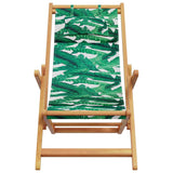 Folding Chair Leaf Pattern Solid Wood Eucalyptus and Fabric 366562