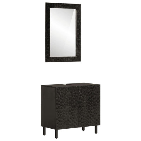 ZNTS 2 Piece Bathroom Cabinet Set Solid Wood Mango 3206293
