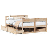 ZNTS Bed Frame without Mattress 140x190 cm Solid Wood Pine 3307134