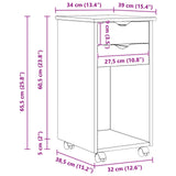 Rolling Cabinet Brown 34 x 39 x 65.5 cm Solid Pine Wood 42032391