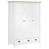 3-Door Wardrobe Hill White 127x50x170 cm Solid Pine Wood 288954