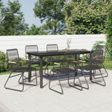 7 Piece Garden Dining Set Black PVC Rattan 3156573