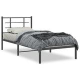 Metal Bed Frame without Mattress with Headboard Black 90x190cm 355553