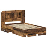 Bed Frame with Storage Old Wood 120 x 190 cm Engineered Wood 3433842